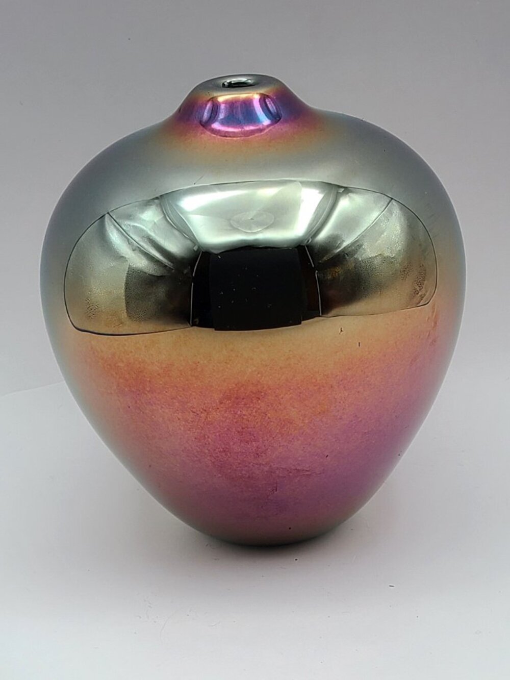 1993 Rudin Maytum Studio Iridescent High Gloss Oil Lamp Vase NO WICK